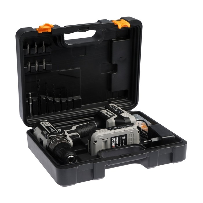 Дрель-шуруповерт DEKO DKCD20 Black Edition, 20 В, 2х2 Ач,  Li-lon, кейс + набор 63 пр.