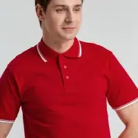 Рубашка поло мужская с контрастной отделкой Practice 270, красный/белый, размер L