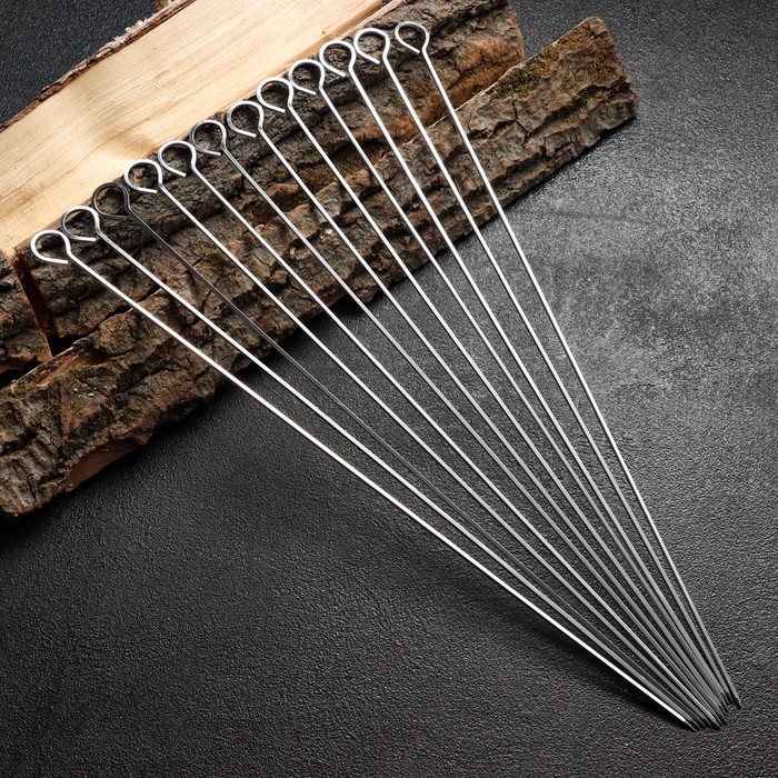 Набор шампуров-спиц 12 шт, рабочая часть - 47 см, ширина - 3 мм, толщина - 2 мм Набор шампуров-спиц 12 шт, рабочая часть - 47 см, ширина - 3 мм, толщина - 2 мм