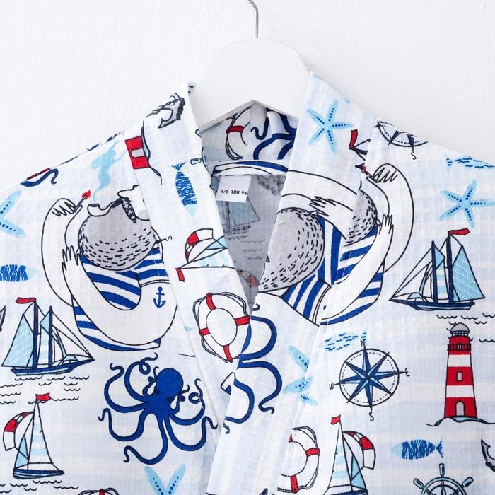 Халат мужской удлиннный Этель "Капитан" размер 58-60, вафля 200г/м2, 100% хлопок