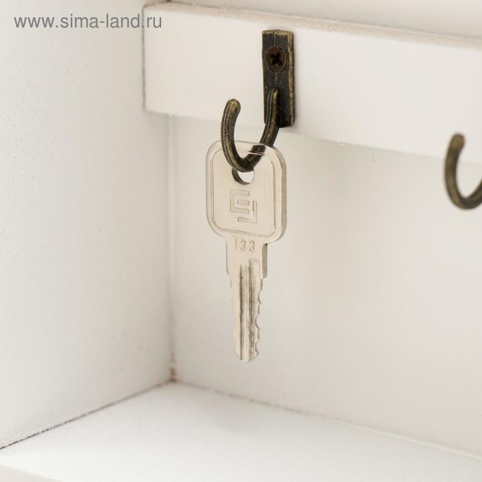 Ключница дерево 6 крючков с ящиком "Ключи от дома" 36х22х8 см