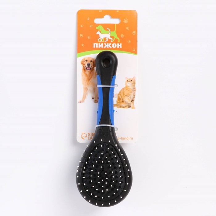 Щётка-расчёска двухсторонняя, 17,5 х 6,5 см, нескользящая ручка, чёрно-синяя Щётка-расчёска двухсторонняя, 17,5 х 6,5 см, нескользящая ручка, чёрно-синяя