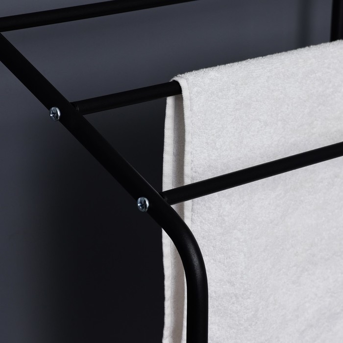 Стеллаж с двойной корзиной для белья и перекладинами, 2-х ярусный, 60&times;35&times;160 см, цвет чёрный