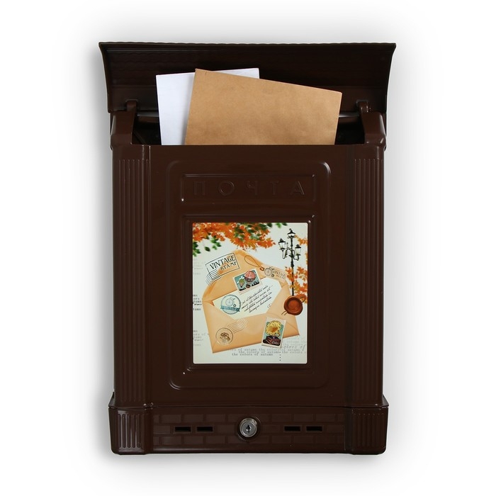 Ящик почтовый, пластиковый, «Декор», с замком, коричневый Ящик почтовый, пластиковый, «Декор», с замком, коричневый