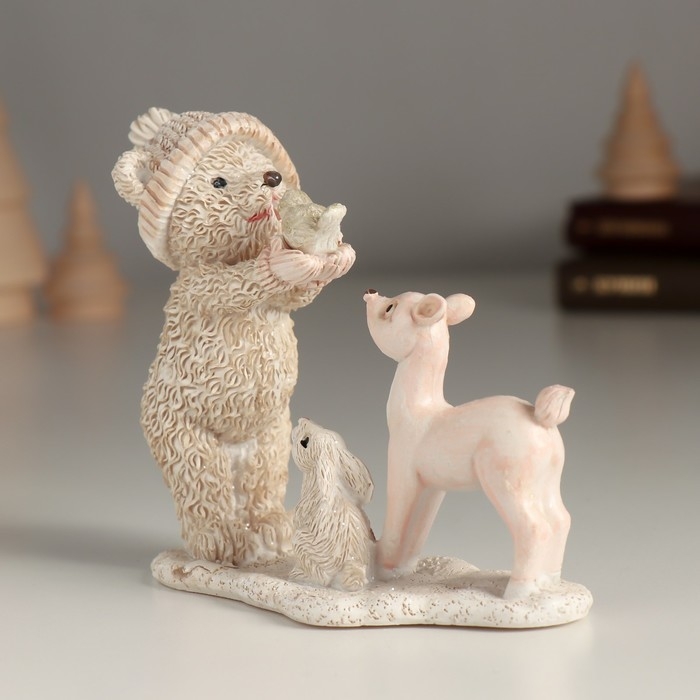 Сувенир полистоун "Знакомство лесных друзей" 12х4,5х9,5 см