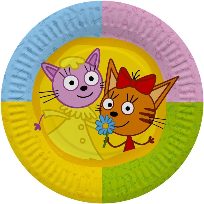 Тарелка бумажная &laquo;Три кота&raquo;, в наборе 6 штук, 18 см