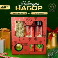 Новогодний подарочный набор косметики &laquo;Снежное царство&raquo;, с ароматом мяты и корицы. Красная серия