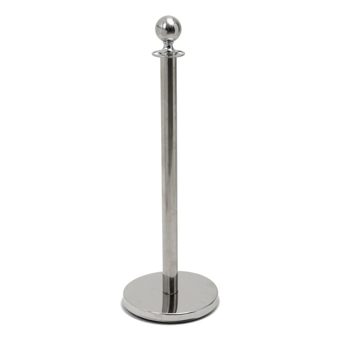 Стойка ограждения серебряная Calligrata, высота-95см, диаметр 5,1см, напольный диаметр-32см