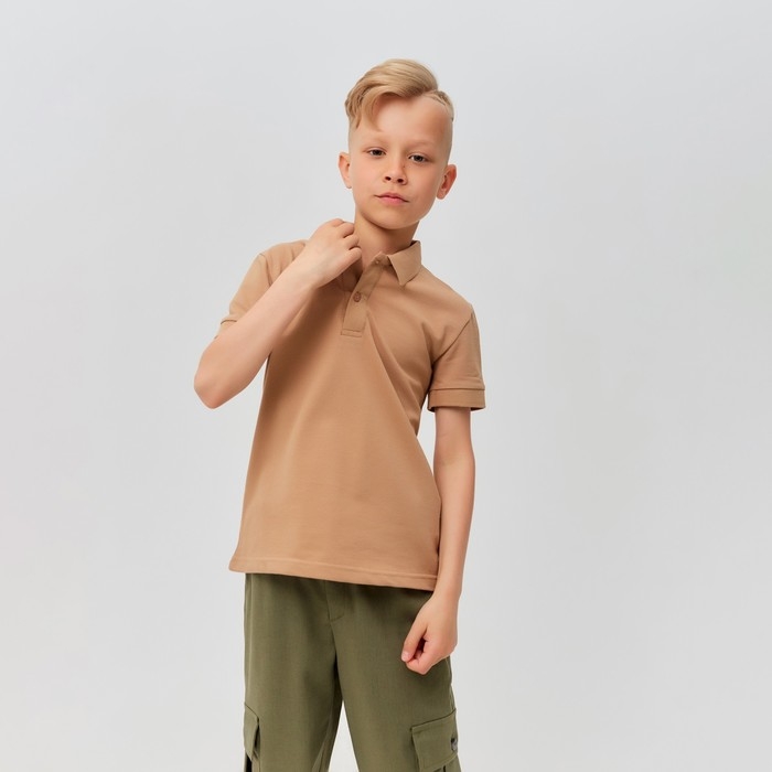 Футболка детская поло MINAKU: Basic line цвет бежевый, рост 110