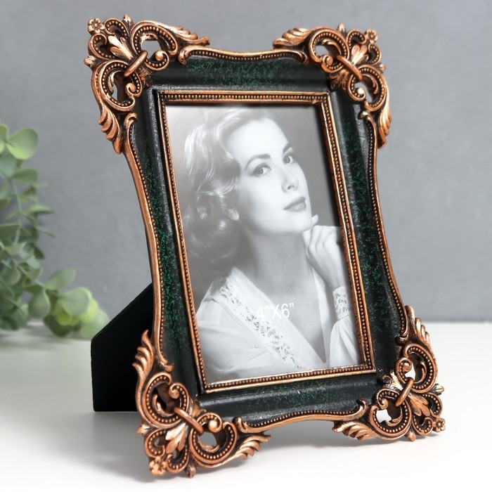 Фоторамка полистоун 10х15 см Фоторамка полистоун 10х15 см "Модерн. Вензеля" зелёная 18х23 см