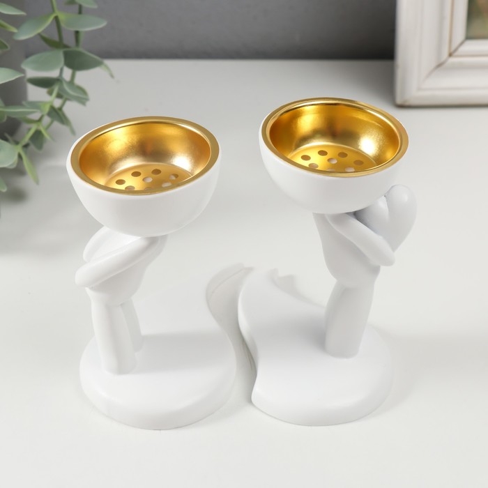 Подставка под благовония полистоун Подставка под благовония полистоун "Человечек" белый 10,9х6,4х9,9 см