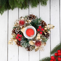 Подсвечник со свечой "Гранд" с зимними цветами, 16 см Подсвечник со свечой "Гранд" с зимними цветами, 16 см