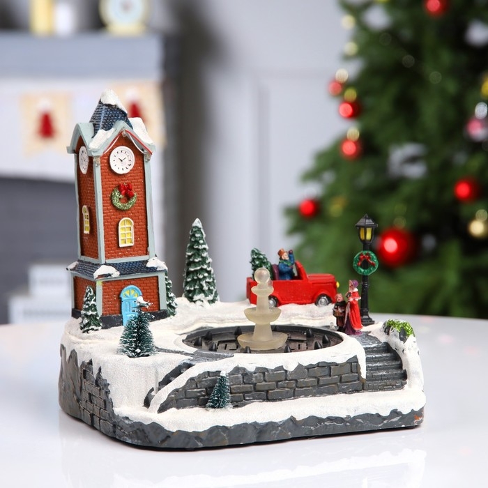 Светодиодная фигура &laquo;Ратуша&raquo; 25.5 &times; 25.5 &times; 21 см, полистоун, USB, свечение мульти