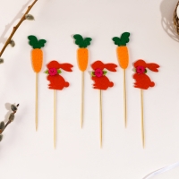 Топпер «Заяц», с бантиком и морковкой, набор 6 шт. Топпер «Заяц», с бантиком и морковкой, набор 6 шт.