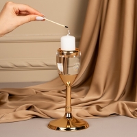 Подсвечник металл, стекло на 1 свечу &laquo;Безмятежность&raquo; цвет золото 11 х 11 х 21 см