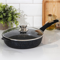 Сковорода &laquo;Гранит Star&raquo;, d=26 см, стеклянная крышка, антипригарное покрытие, тёмно-синий