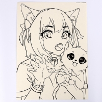 Набор для скетчинга «Аниме. Девочка и котик», на акварельной бумаге Набор для скетчинга «Аниме. Девочка и котик», на акварельной бумаге