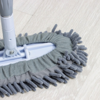 Швабра для мытья пола плоская гибкая Доляна, насадка из микрофибры букли 29&times;13 см, телескопическая стальная ручка 82(125) см, цвет серый