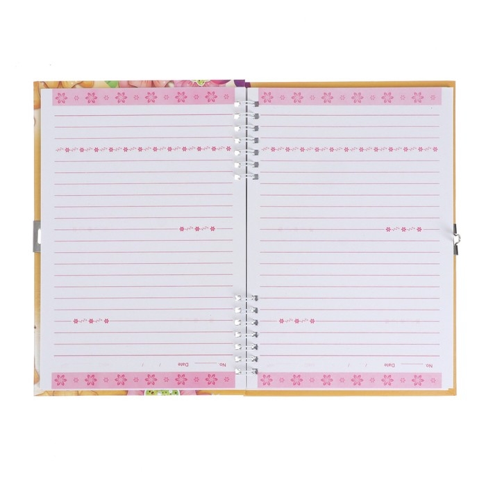 Записная книжка подарочная на замочке, А5, 50 листов, линия, "Бабочка", МИКС