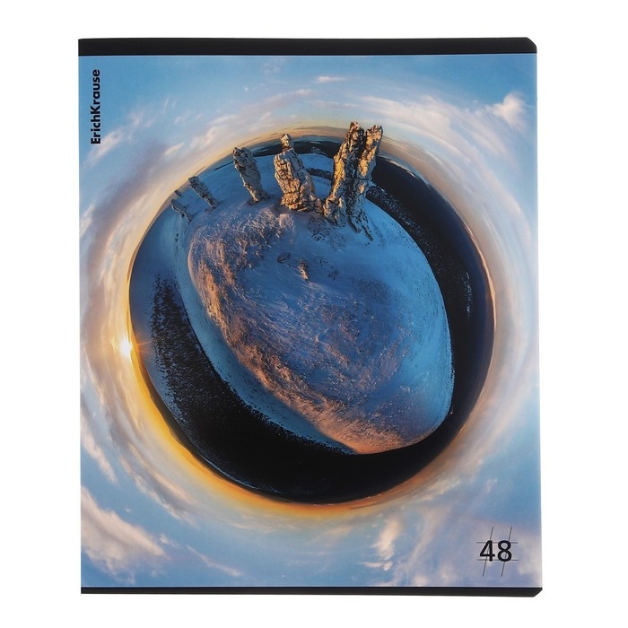 Тетрадь 48 листов в клетку, ErichKrause Тетрадь 48 листов в клетку, ErichKrause "Фишай", обложка мелованный картон, матовая ламинация, блок офсет 100% белизна, МИКС