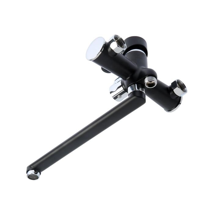 Смеситель для ванны Accoona A71111F, силумин, картридж 35мм, излив 30 см, черный/хром Смеситель для ванны Accoona A71111F, силумин, картридж 35мм, излив 30 см, черный/хром