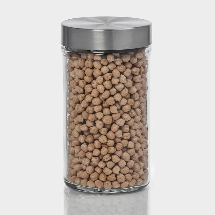 Банка стеклянная для хранения сыпучих продуктов Доляна &laquo;Премиум&raquo;, 550 мл, 15&times;8 см, с металлической крышкой