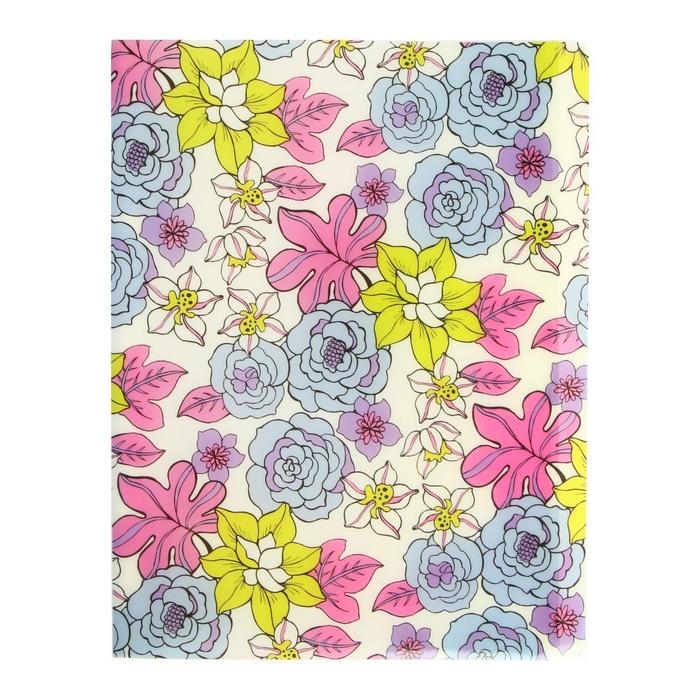 Папка с 30 вкладышами Calligrata "Цветы" А4, пластик, 400 мкм, МИКС