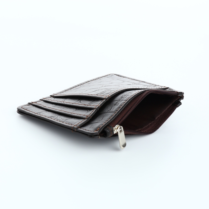 Визитница кожаная, TEXTURA, 8 карт, цвет коричневый