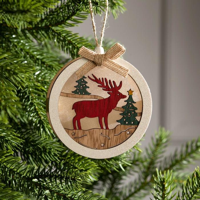 Ёлочная игрушка &laquo;Шар с оленёнком&raquo;, батарейки, свечение тёплое белое