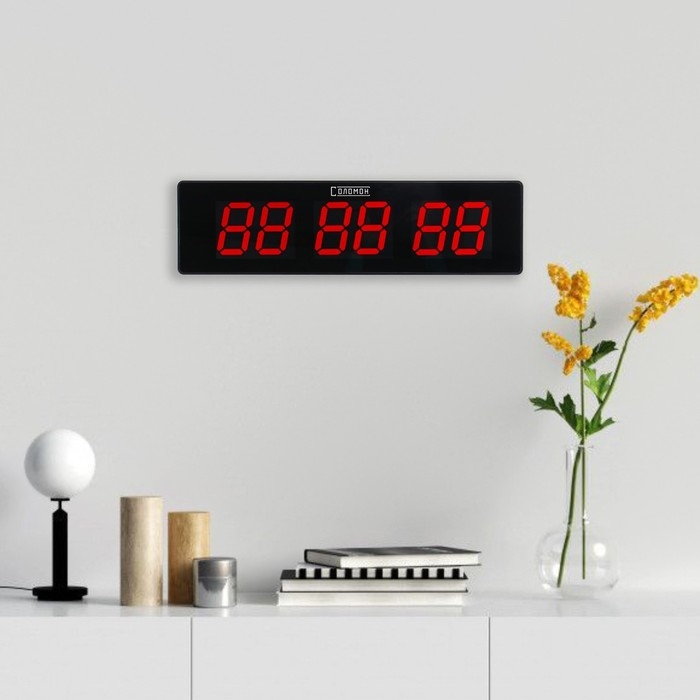 Часы электронные настенные Часы электронные настенные "Соломон", 49 x 13 x 3 см, цифра 7.5 х 4.3 см, красная индикация