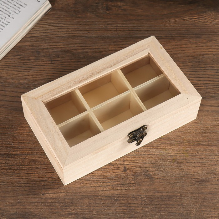 Шкатулка дерево для росписи для мелочей со стеклянной вставкой 17х10х4,5 см Шкатулка дерево для росписи для мелочей со стеклянной вставкой 17х10х4,5 см