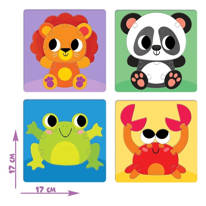 Пазл-сортер 4 в 1 &laquo;Весёлые зверята&raquo;, 4 пазла