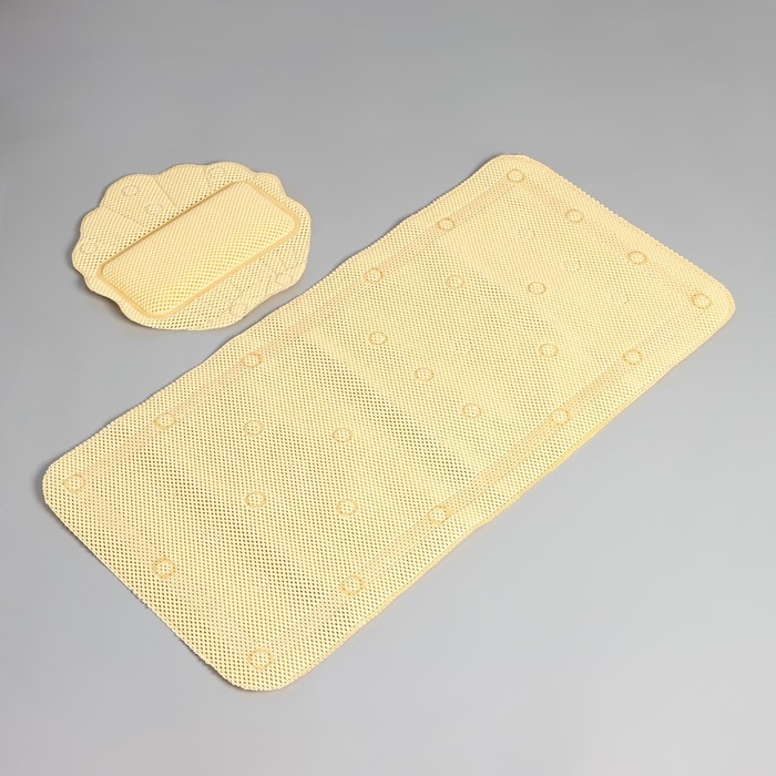 SPA-коврик для ванны с подушкой на присосках &laquo;Лотос&raquo;, коврик 89&times;44 см, цвет бежевый