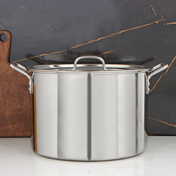 Кастрюля &laquo;Общепит&raquo;, 20 л, d=35 см, h=23 см, металлическая крышка, индукция