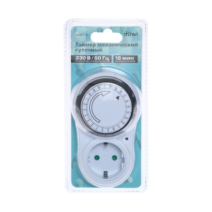 Таймер розеточный REV, механический, 3680 Вт, до 96 вкл./выкл. сутки, интервал 15 мин.,белый Таймер розеточный REV, механический, 3680 Вт, до 96 вкл./выкл. сутки, интервал 15 мин.,белый
