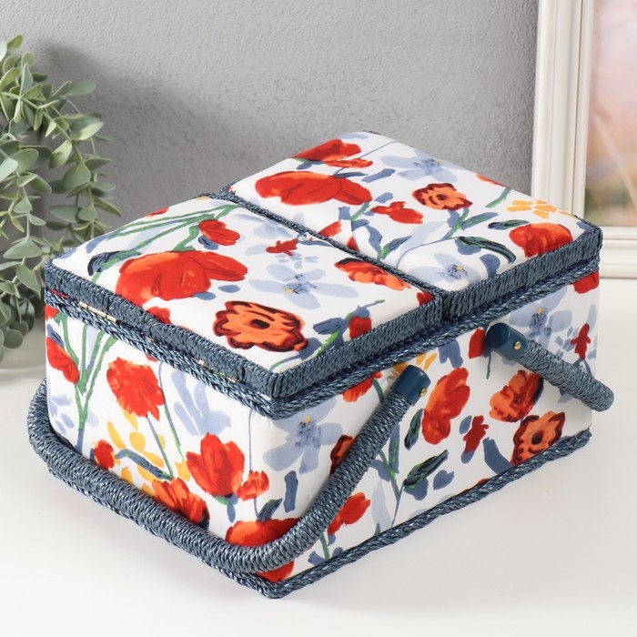 Шкатулка для рукоделия Шкатулка для рукоделия "Летние цветы на белом" 19х26х14,5 см