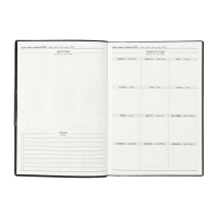 Еженедельник датир 2025г мягк обл иск кож А6+ 80л ESCALADA, тис ф, кр бл 70 г/м&sup2;, чёрный