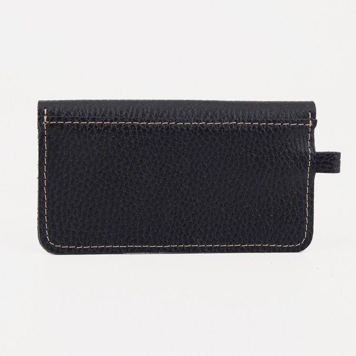 Ключница на кнопке, длина 13,5 см, кольцо, цвет чёрный