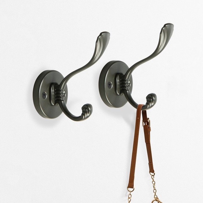 Крючок мебельный CAPPIO GRACE, двухрожковый, графит Крючок мебельный CAPPIO GRACE, двухрожковый, графит