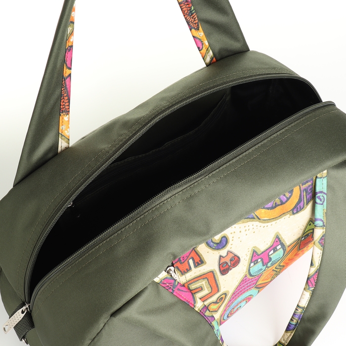 Сумка спортивная на молнии, наружный карман, длинный ремень, средний размер, цвет хаки Сумка спортивная на молнии, наружный карман, длинный ремень, средний размер, цвет хаки