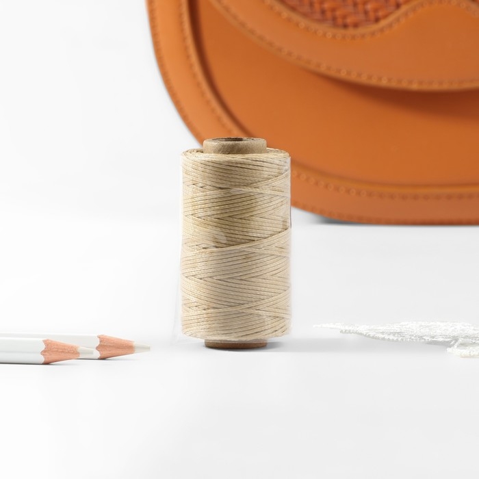 Нитки вощёные, плоские, 210D/16, 1 мм, 50 &plusmn; 2 м, цвет бежевый