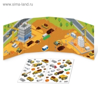 Наклейки многоразовые «Машины на стройке», книжка-раскладушка Наклейки многоразовые «Машины на стройке», книжка-раскладушка