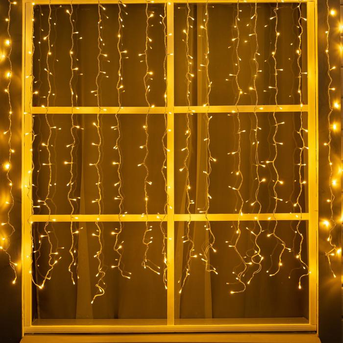 Гирлянда &laquo;Занавес&raquo; 2 &times; 1.5 м, IP44, УМС, белая нить, 360 LED, свечение тёплое белое, 220 В