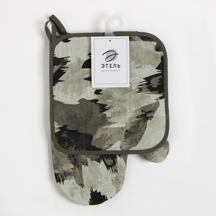 Набор Кухонный &laquo;Real hero&raquo;, варежка-прихватка 20х28см, прихватка 19х19см, 100% хлопок