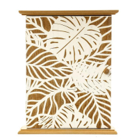 Ключница дерево 6 крючков "Белые пальмовые листья" 25,5х20,5х6,5 см   МИКС