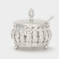 Сахарница металлическая &laquo;Ажур&raquo; с ложкой, 200 мл, 10&times;10 см