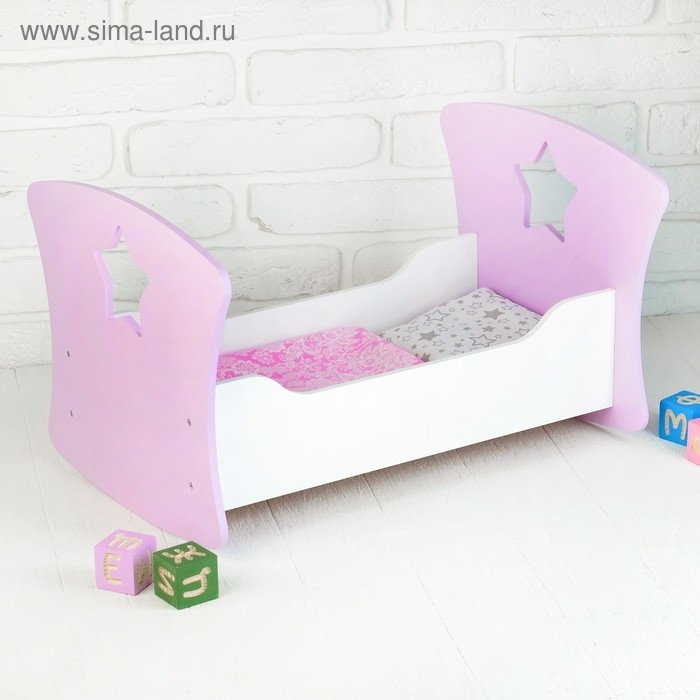 Кроватка-люлька «Сердце ангела» белый/сиреневый, МИКС Кроватка-люлька «Сердце ангела» белый/сиреневый, МИКС
