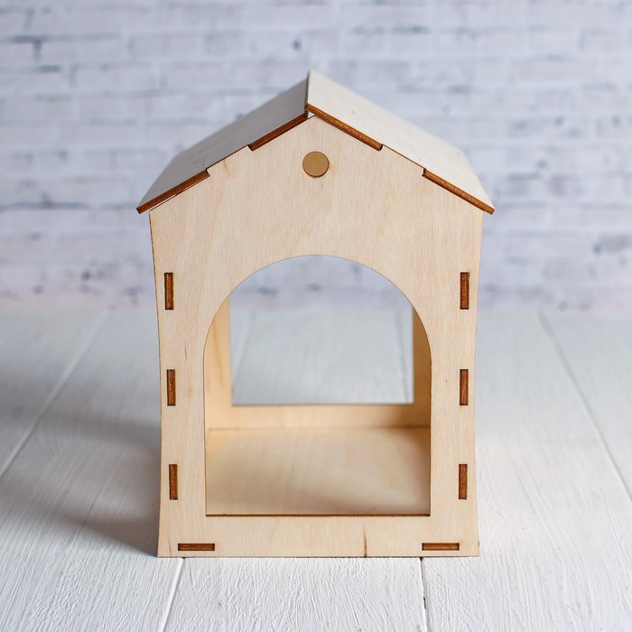 Деревянный скворечник - кормушка для птиц, открытая Деревянный скворечник - кормушка для птиц, открытая