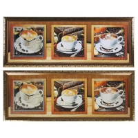 Часы-картина настенные, серия: Кухня, "Кофейная церемония", 35 х 100 см