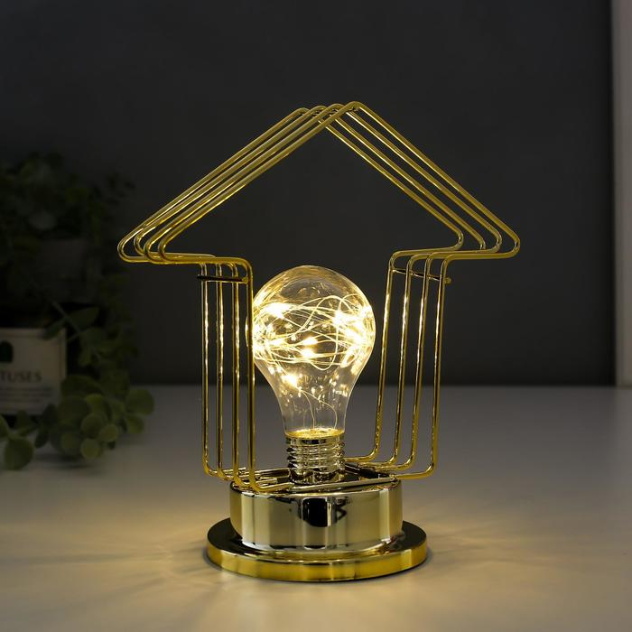 Ночник лофт 16459/1 LED от батареек 3хАА золото 10х10х20 см RISALUX